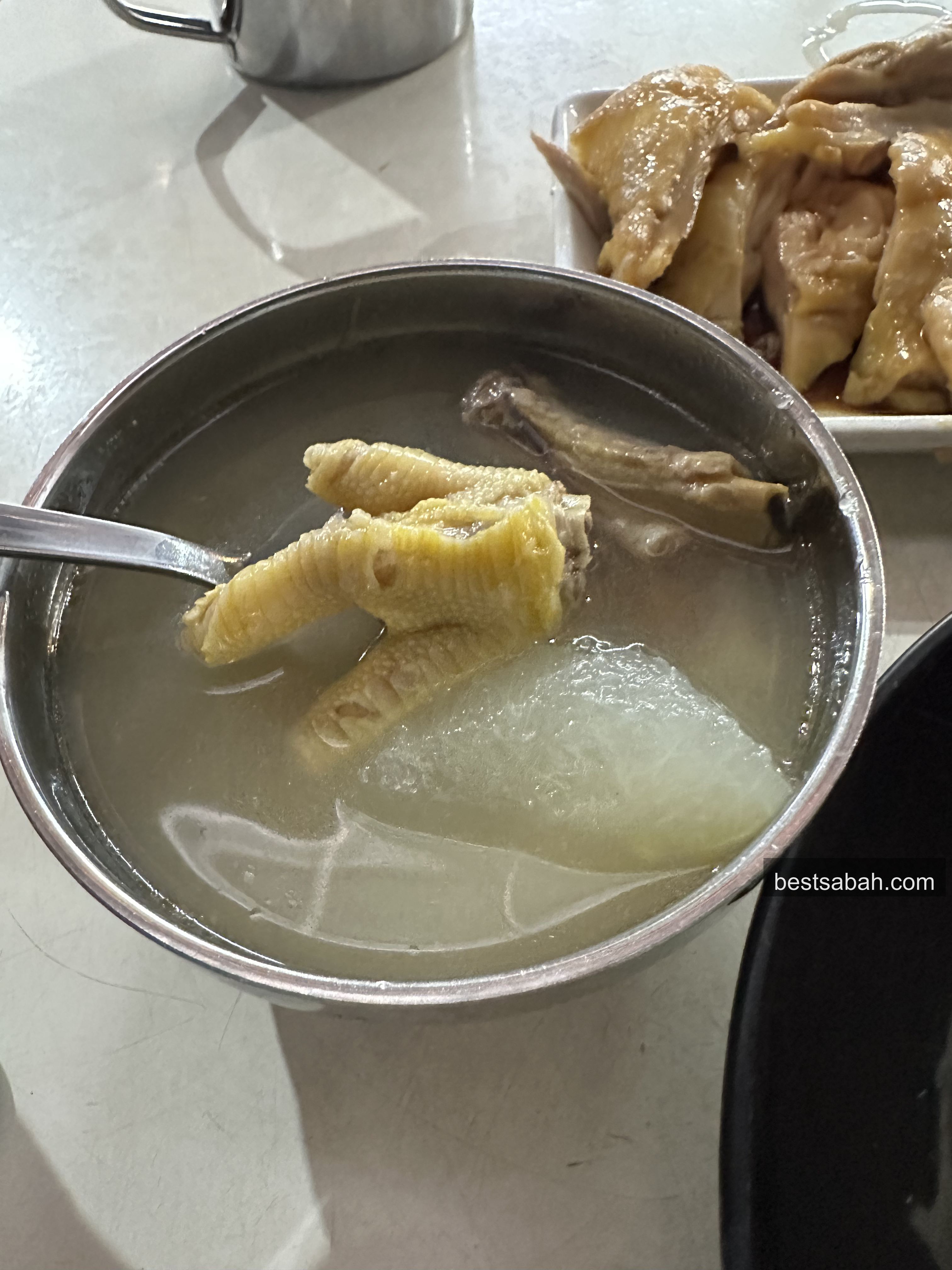 Soup kosong with chicken feet and winter melon at Andrew Wong chicken rice Damai KK