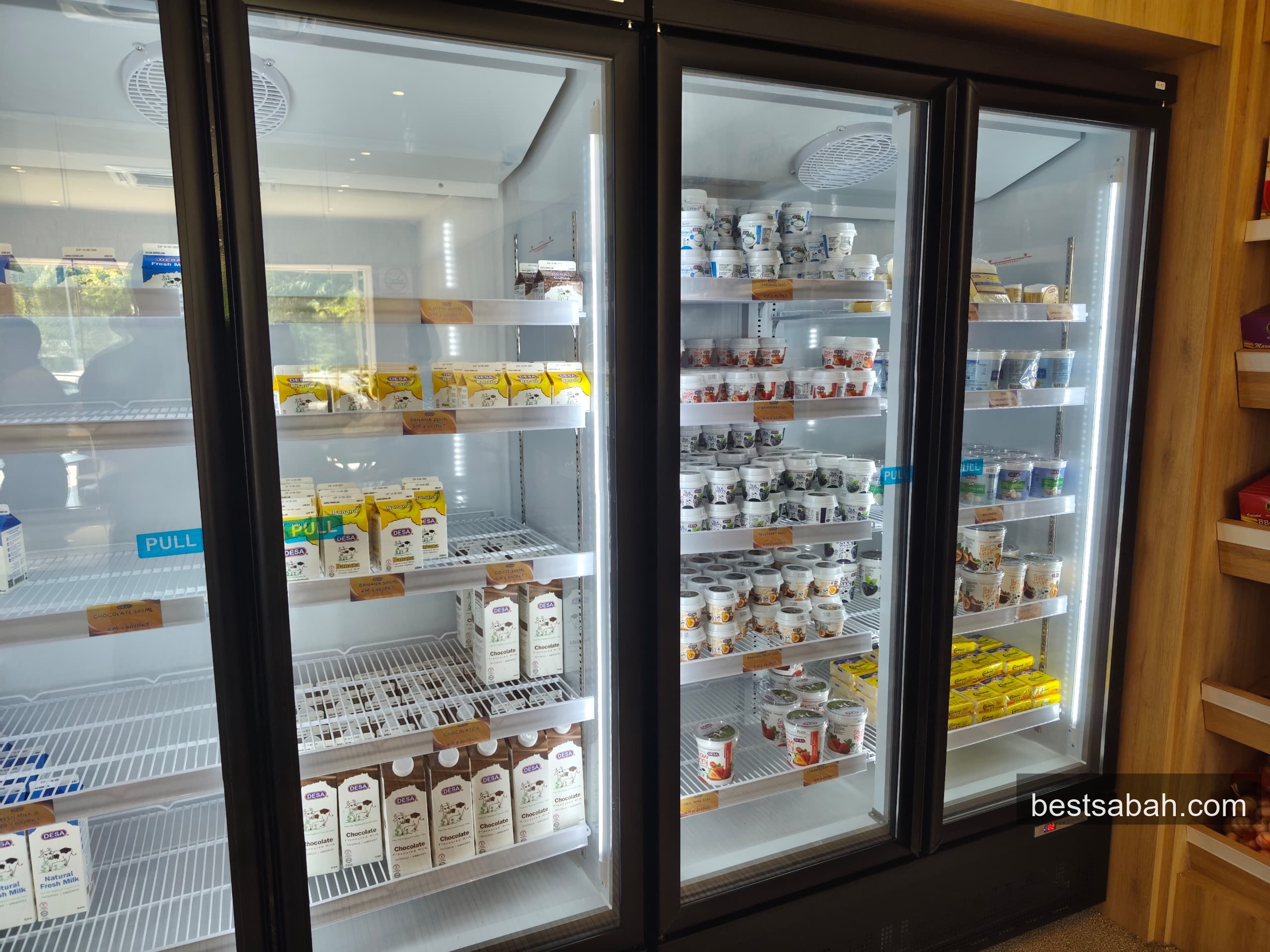 DESA dairy products in refrigerator display at DESA Fresh Mart Damai Plaza KK
