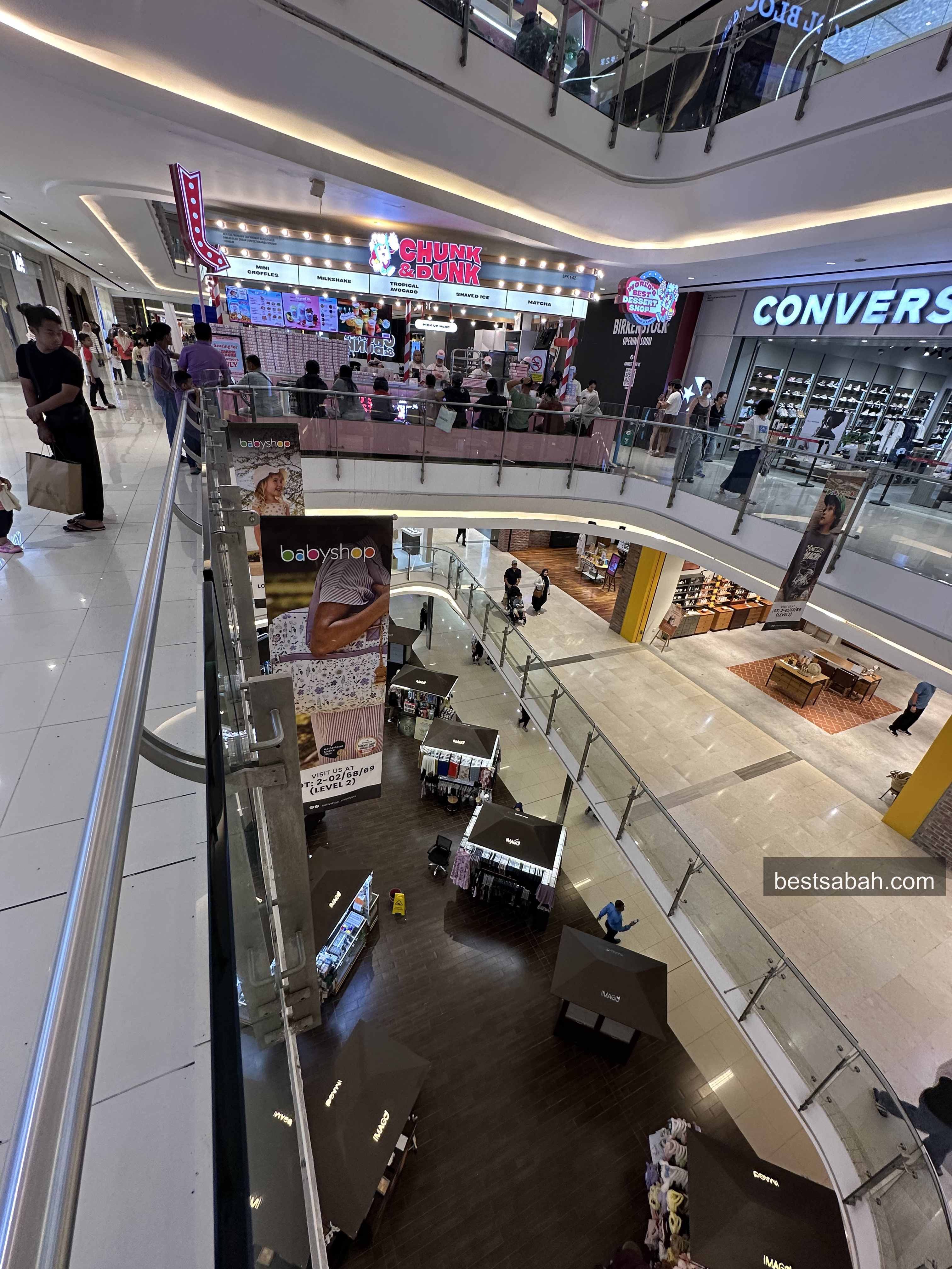 Multi-level shopping floors at Imago mall Kota Kinabalu