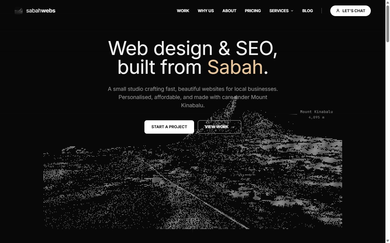 SabahWebs homepage, a web design and SEO studio in Kota Kinabalu, Sabah