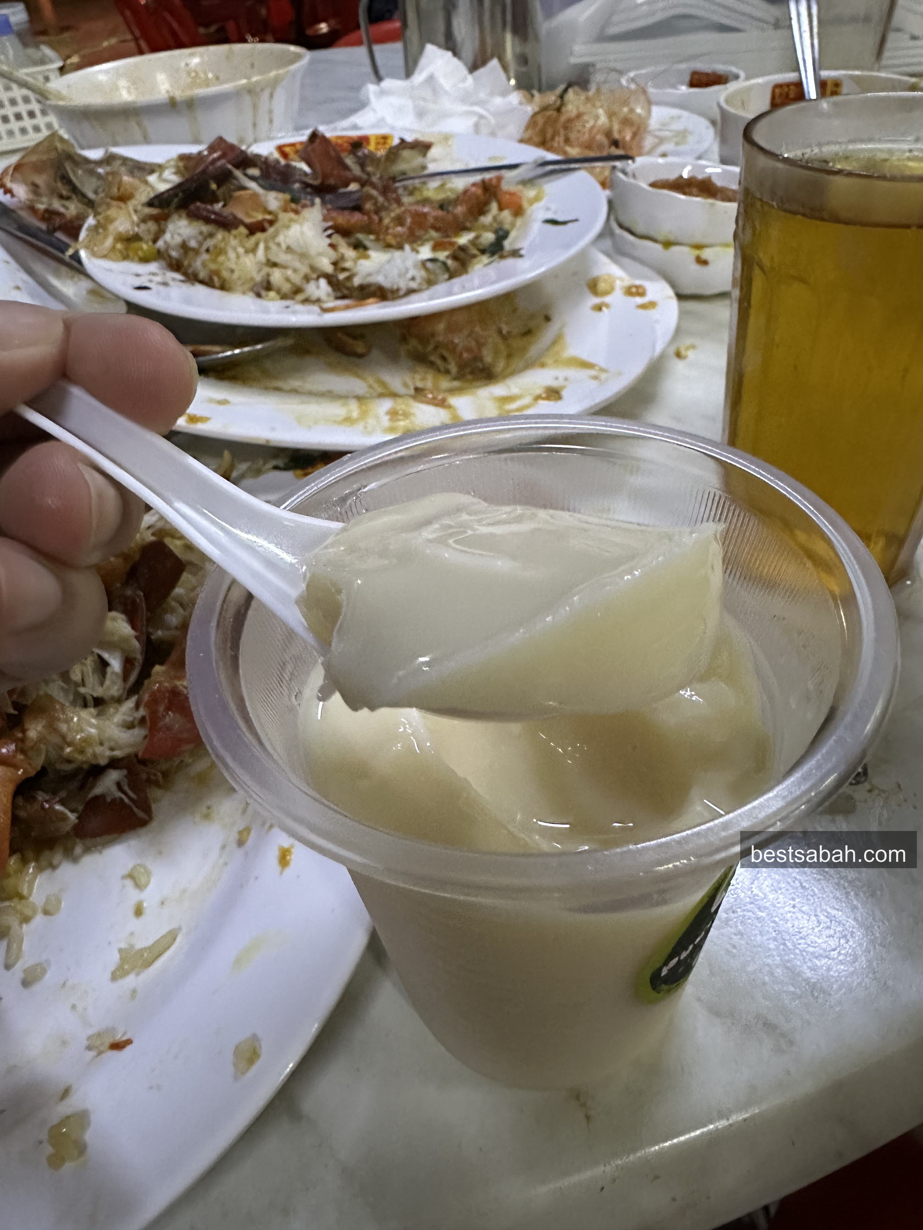 Coconut pudding dessert at Sasa Seafood Restaurant Penampang
